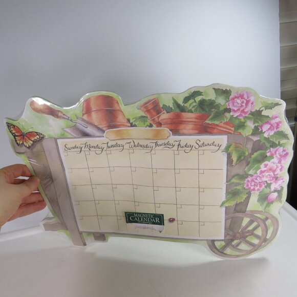 Spring Floral Gardening Wheelbarrow BLANK Calendar Magnetic/hangs/tear off pgs - Picture 1 of 7